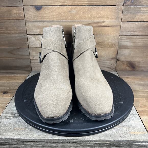 Blondo Womens Sz 8 Stacy Buckle Waterproof Suede Ankle Buckle Bootie/Side Zip - Picture 2 of 10